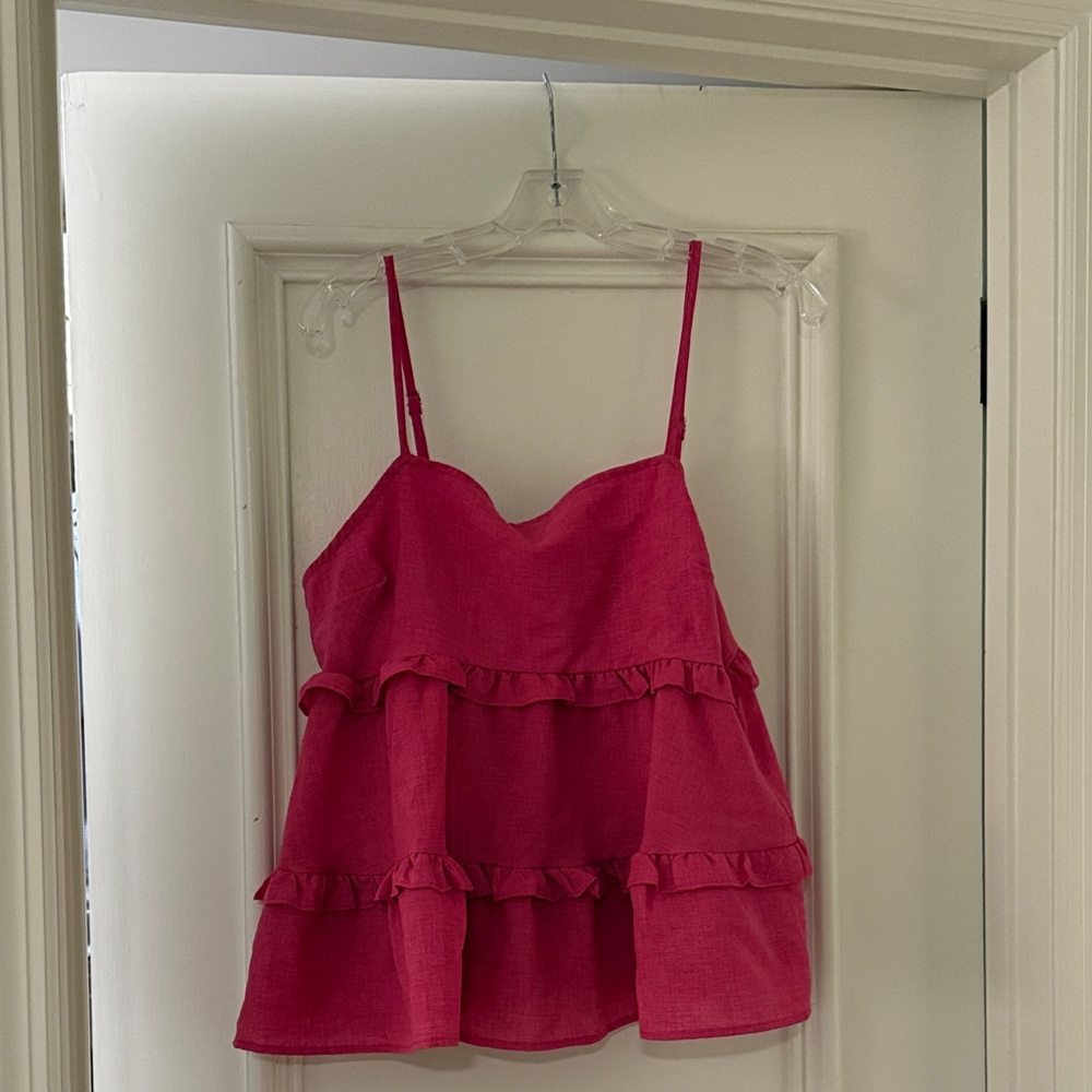 Pink Ruffled Women's Tank Top